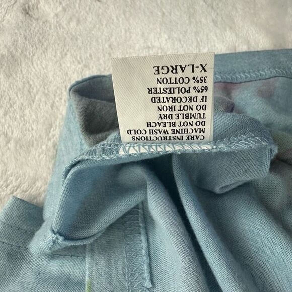 Vintage Cubism XL Hawaiian Islands Pop Art Graphic Tee Blue Retro All Over Print - Picture 5 of 8